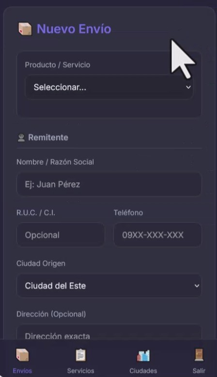 Carga de Envío